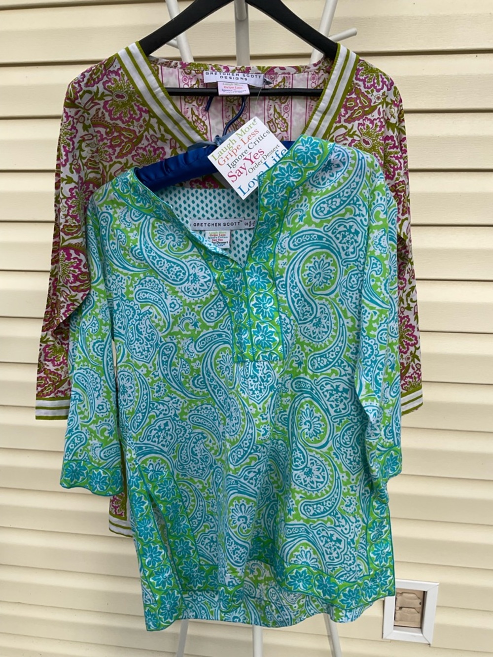 Gretchen Scott bundle lot 2 Pink Lime Blue Paisley Tunic 1 small 1 medium colors
